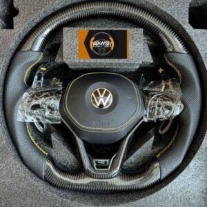 Volkswagen Carbon Fibre Steering Wheel | Flat Bottom | Full Set with Buttons and Airbag