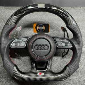 AUDI LED Steering Wheel | Carbon Fibre Flat Bottom | Perforated Leather | Full Set with Airbag