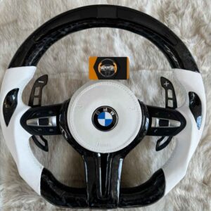 BMW LED Steering Wheel, Genuine Carbon Forged with Flat Bottom, Full Set