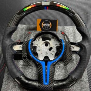 BMW LED Genuine Carbon Fibre Steering Wheel, Flat Bottom, F series