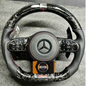 Mercedes Benz LED Steering Wheel | Carbon Forged Flat Bottom | With Buttons and Airbag