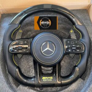 Mercedes Benz LED Steering Wheel | Carbon Fibre Flat Bottom | With Buttons and Airbag